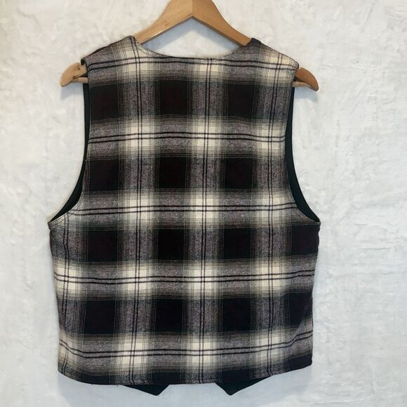 VTG Opus Reversible Plaid Vest Flannel 80s 90s Grunge Dark Academia Check Mens S - Picture 2 of 7
